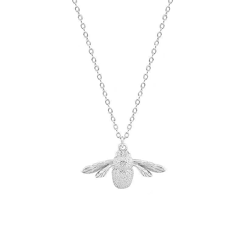 925 Sterling Silver Bee Necklace Bold Nature-Inspired Pendant – Elegant Insect Charm-0