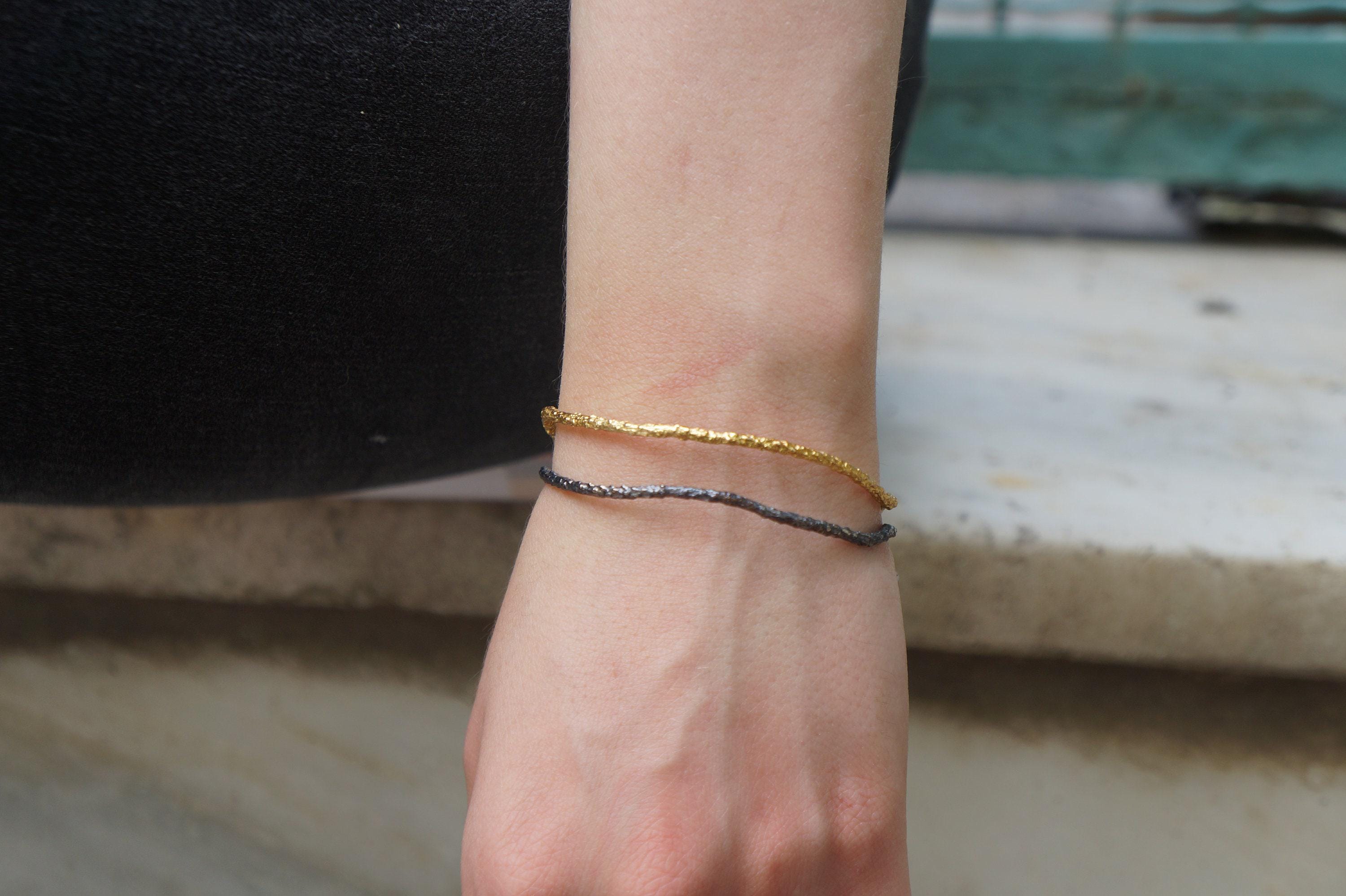 Real Twig Gold Cuff Bracelet, Handmade Nature Jewelry, Organic Forest Cuff, Unique Gift for Nature Lovers, 14K Gold Plated Brass-0