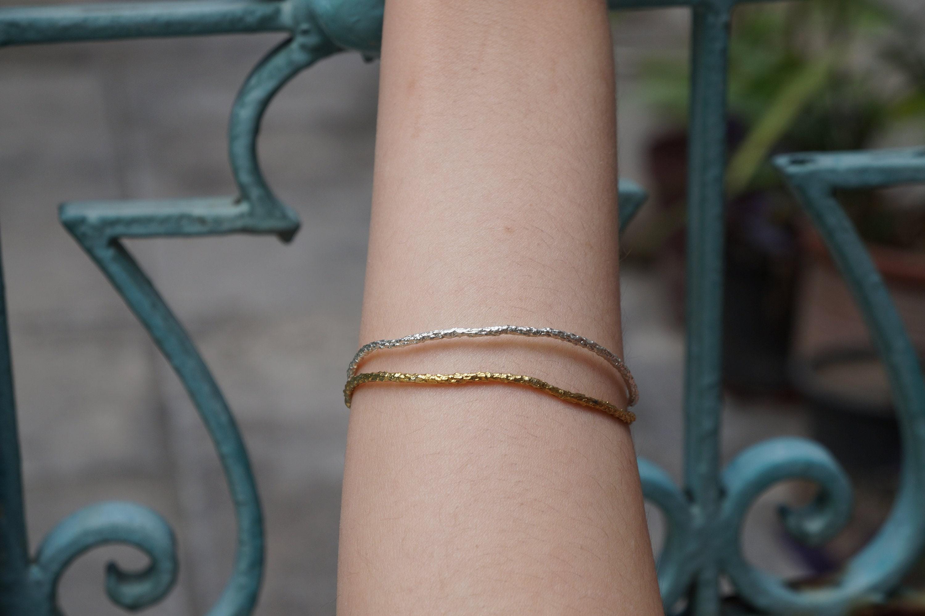 Real Twig Gold Cuff Bracelet, Handmade Nature Jewelry, Organic Forest Cuff, Unique Gift for Nature Lovers, 14K Gold Plated Brass-3
