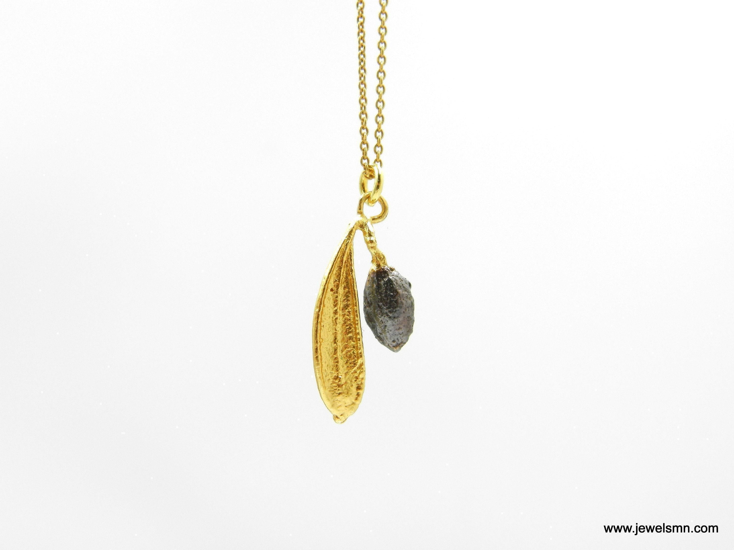 Aethel Olive Leaf Pendant Necklace