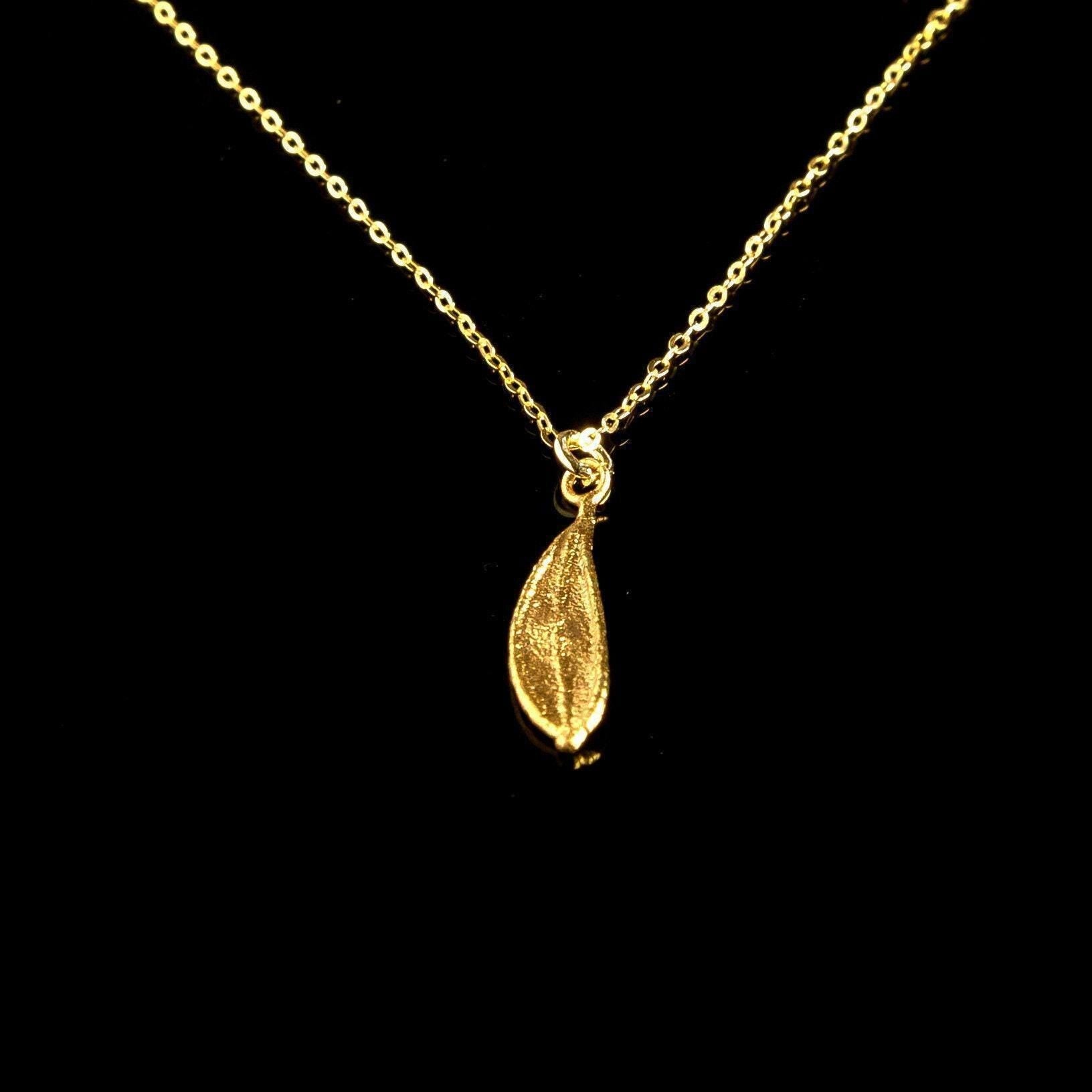 Minimalist Olive Leaf Silver Pendant