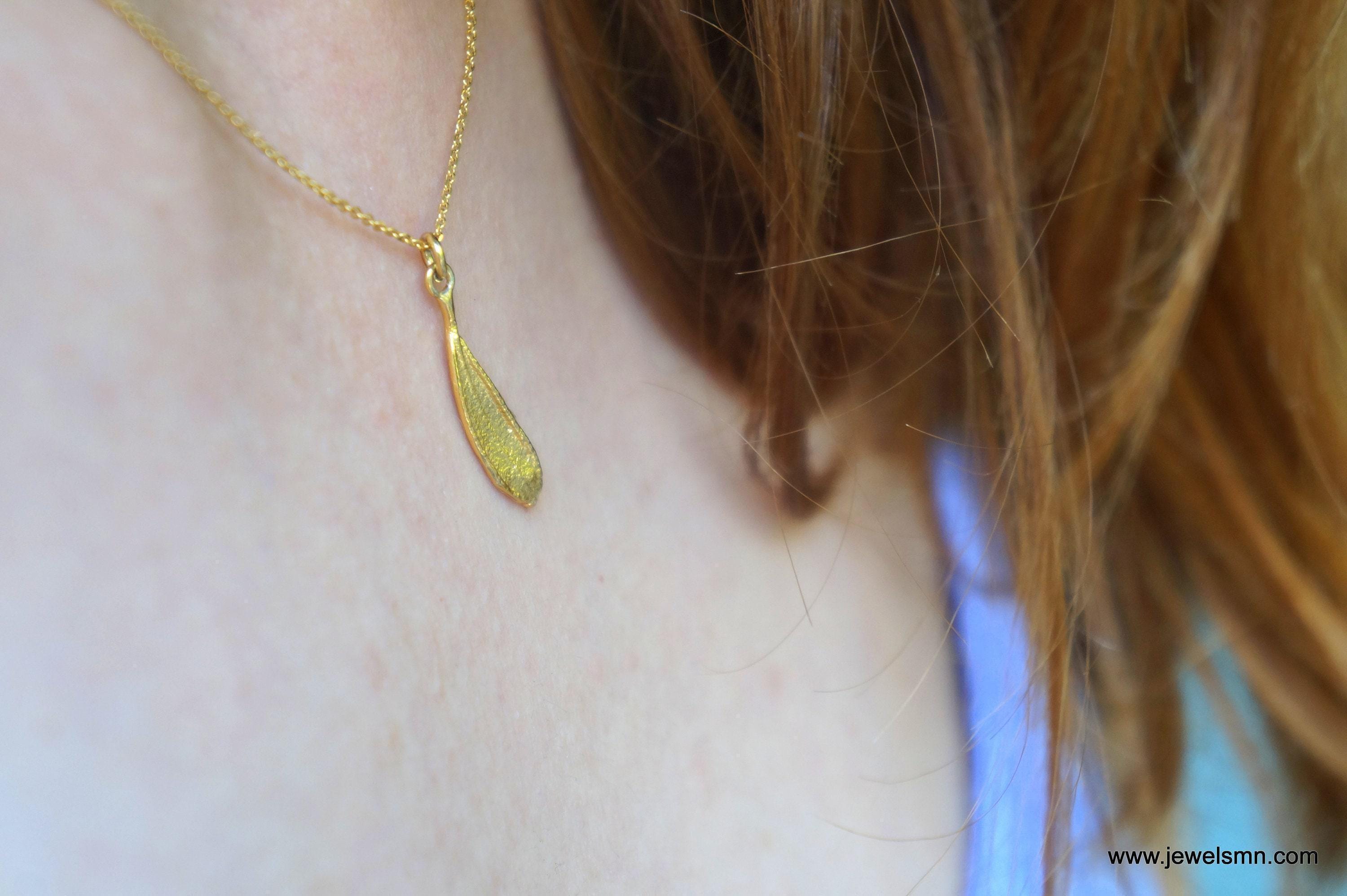 Minimalist Olive Leaf Silver Pendant