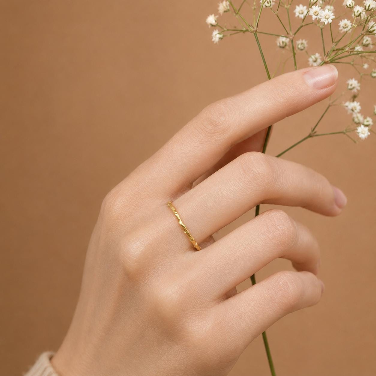 Olive Branch Stack Ring, Handmade Minimalist Jewelry, Real Tree Band, Gift for Health and Longevity, Eco Sustainable Sterling Silver 925-2